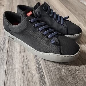 Camper Black Sneakers with Blue Laces
